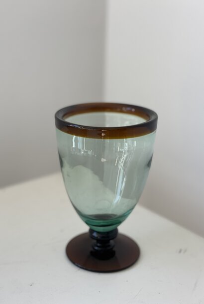 blown glass with foot amber