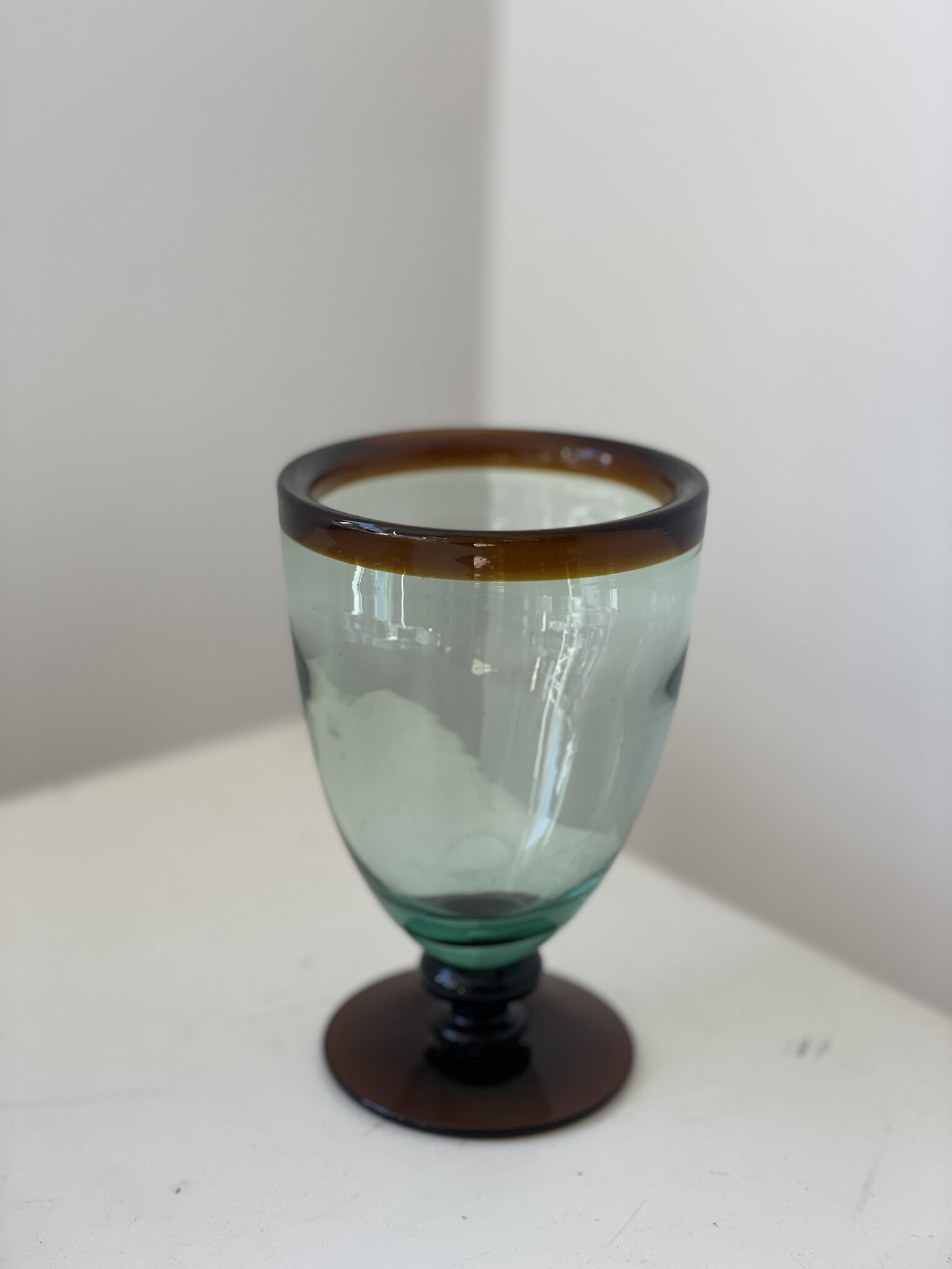 blown glass with foot amber-3