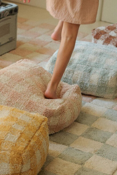 pouf vichy  blue sage