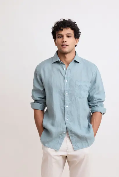 paul pat shirt linen celadon