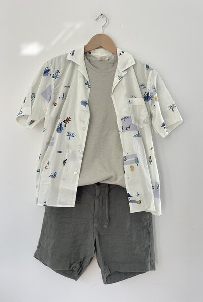 palm shirt ivory print