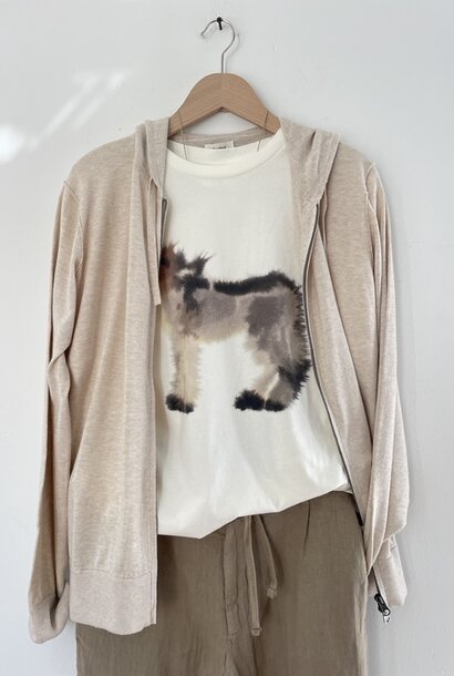 knitted hoodie with zip natural