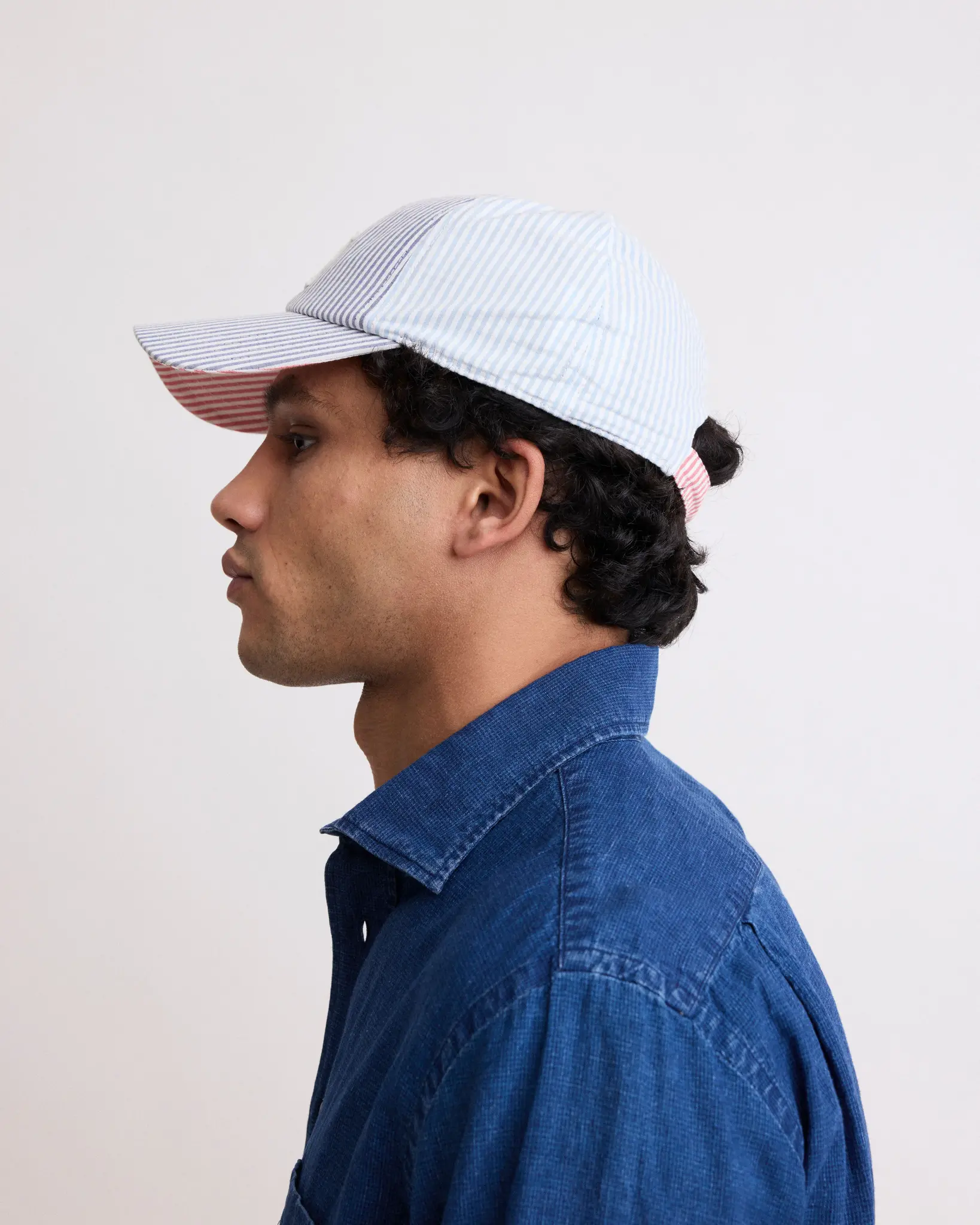 cap H seersucker patch blue-1