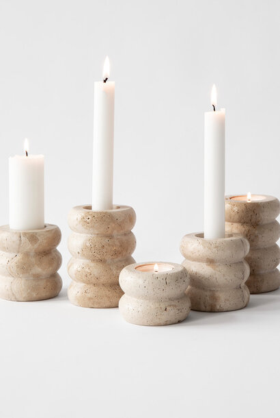 travertine candle holder small