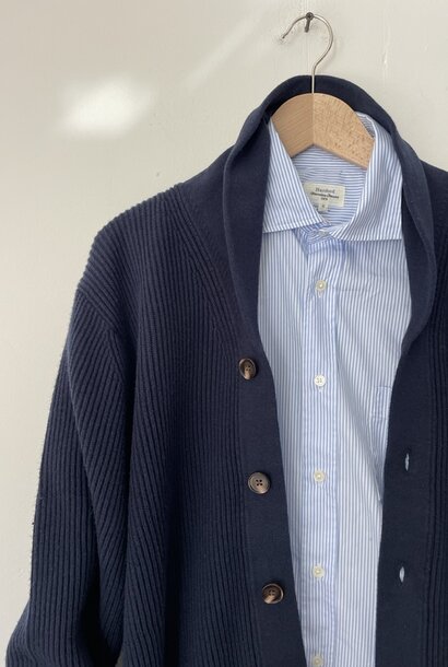 rib knitted cardigan navy