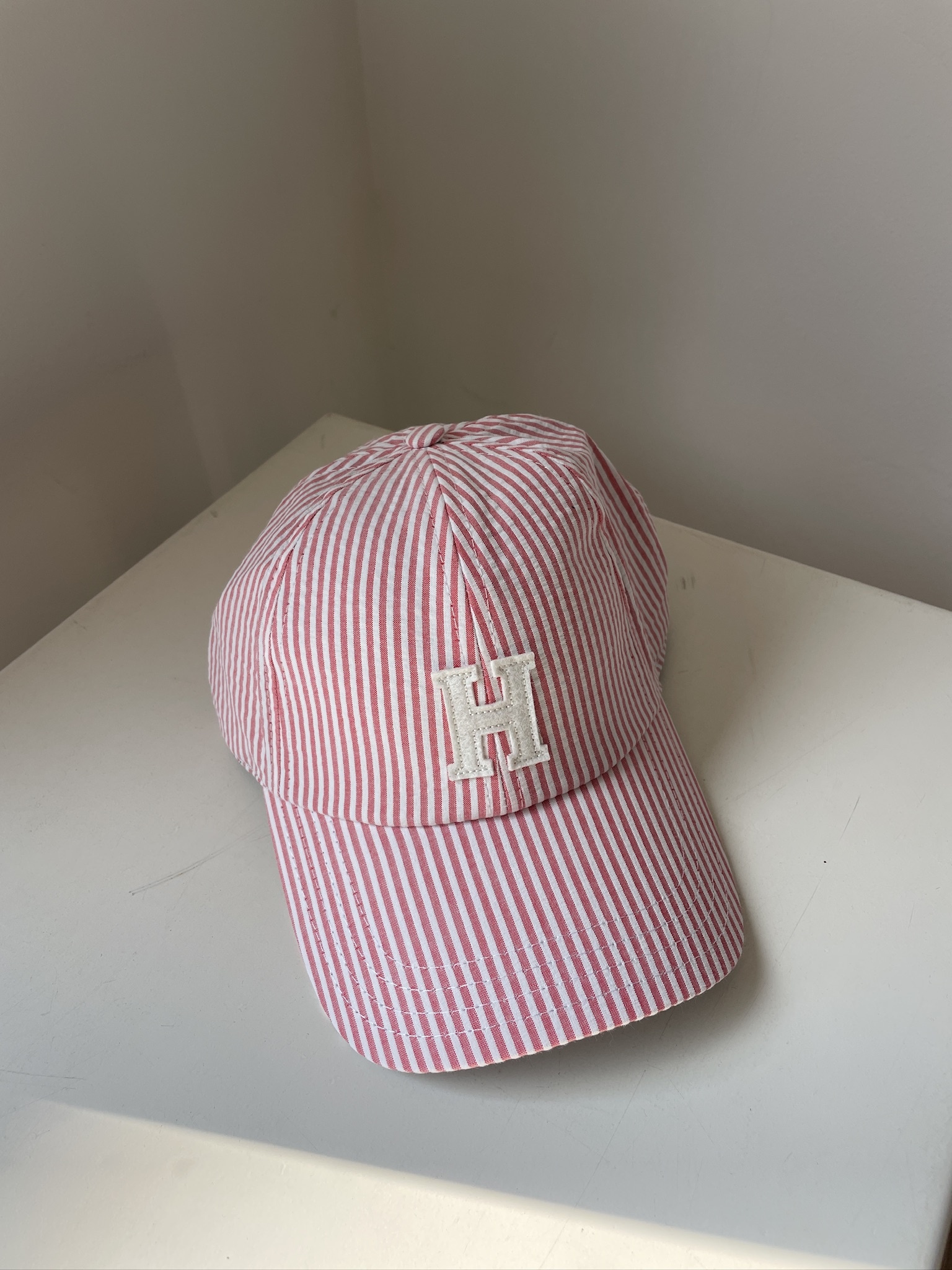 cap H seersucker patch pink-1