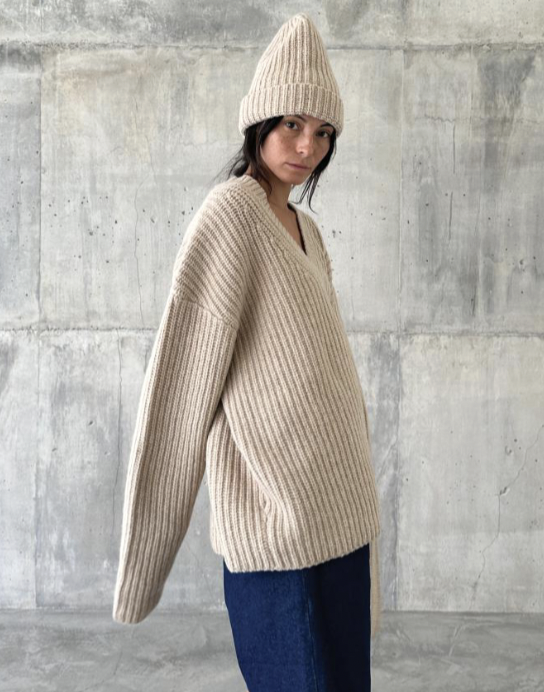 jika v-neck knit beige-1