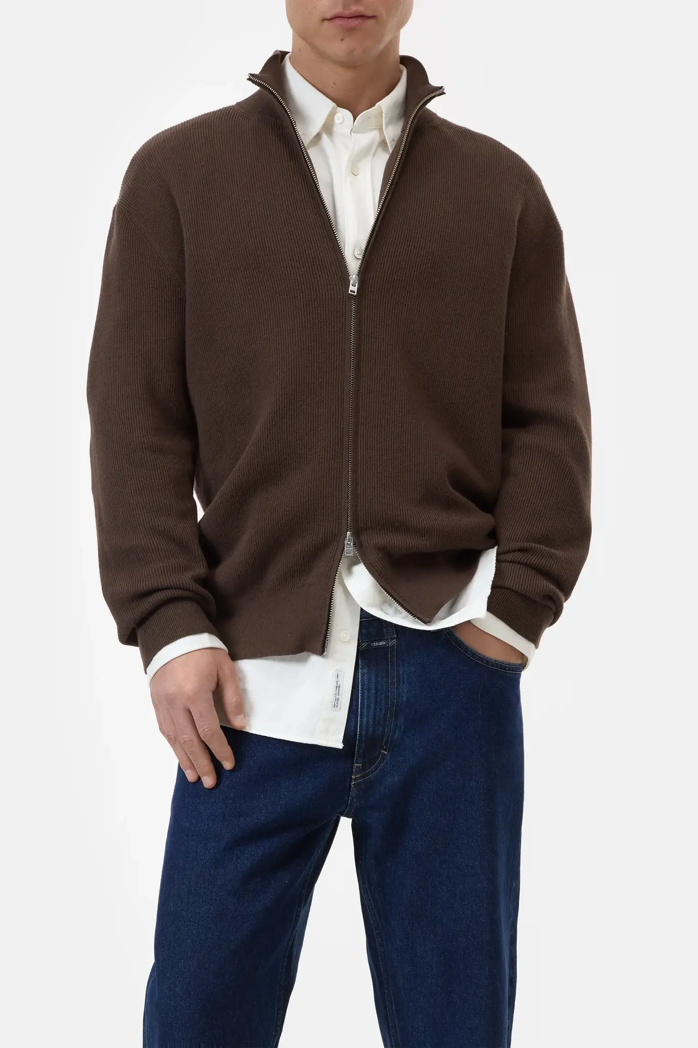 zipped cardigan expresso-2