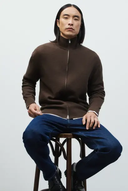 zipped cardigan expresso