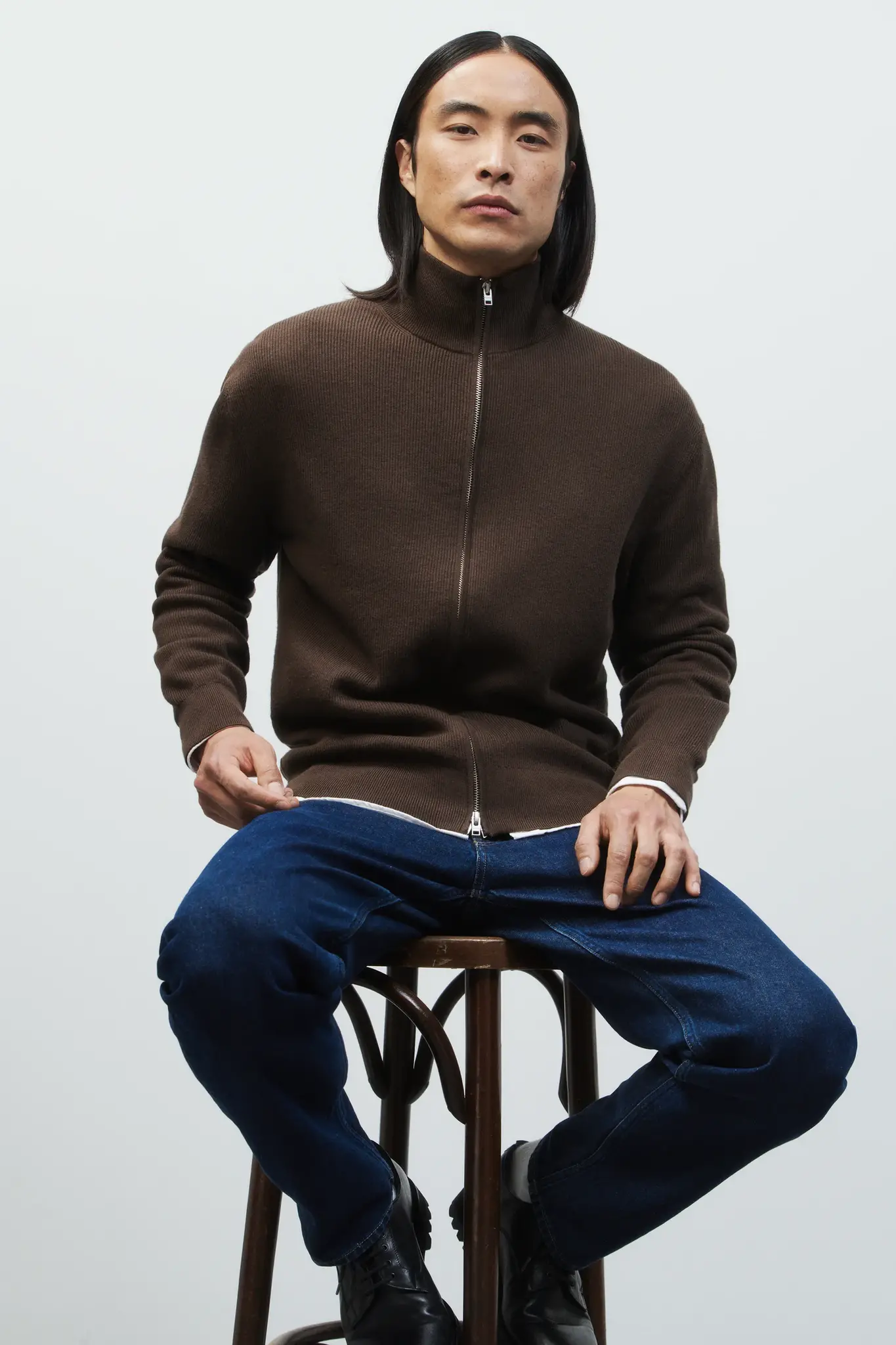 zipped cardigan expresso-1