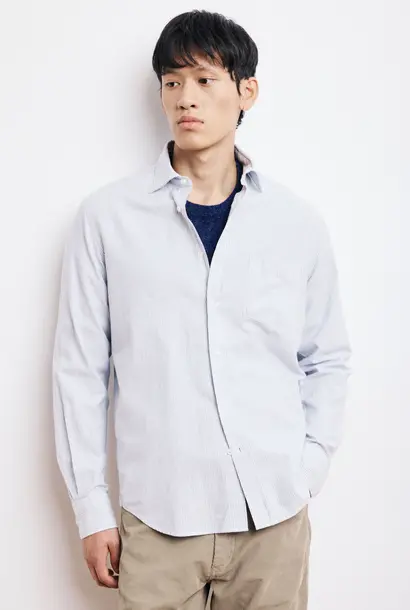 paul shirt brushed cotton stripe grey