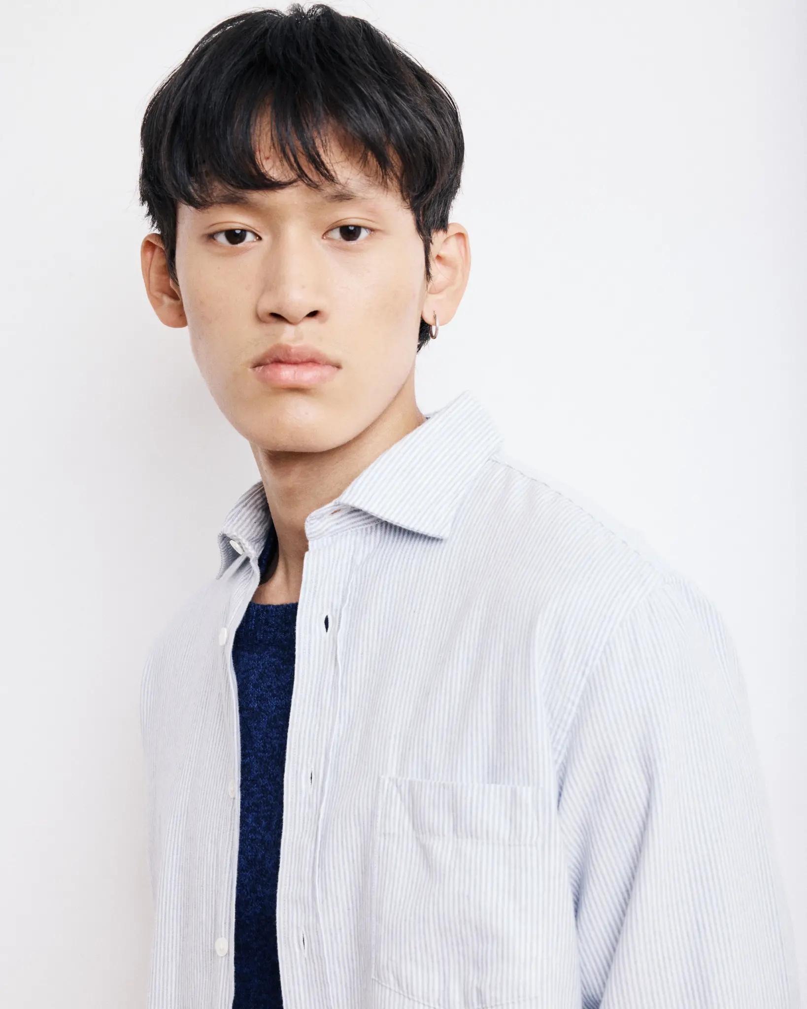 paul shirt brushed cotton stripe grey-2