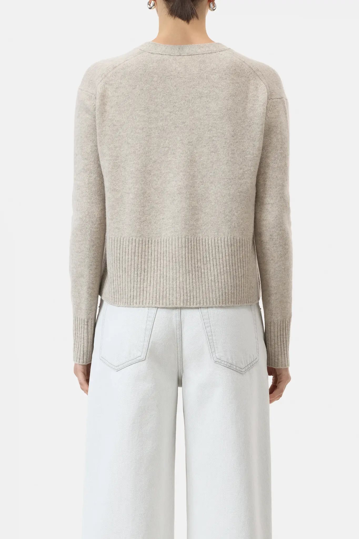 v-neck cardigan beige melange-3