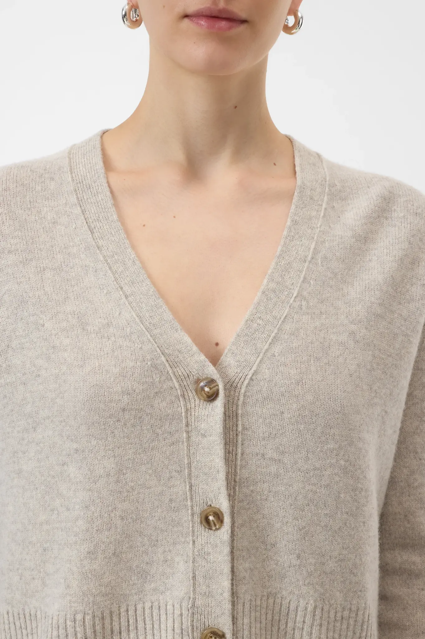 v-neck cardigan beige melange-4