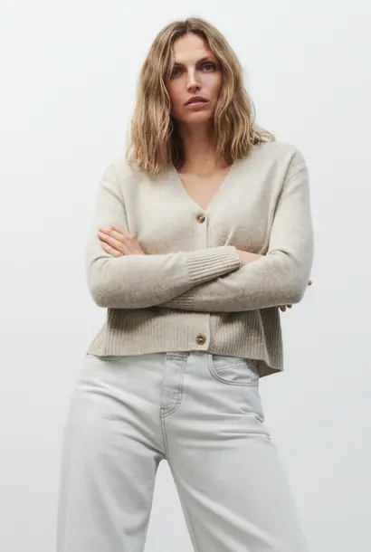 v-neck cardigan beige melange