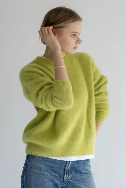 knit raccoon fox lime yellow