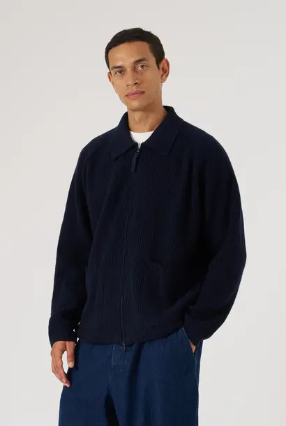 zip cardigan navy