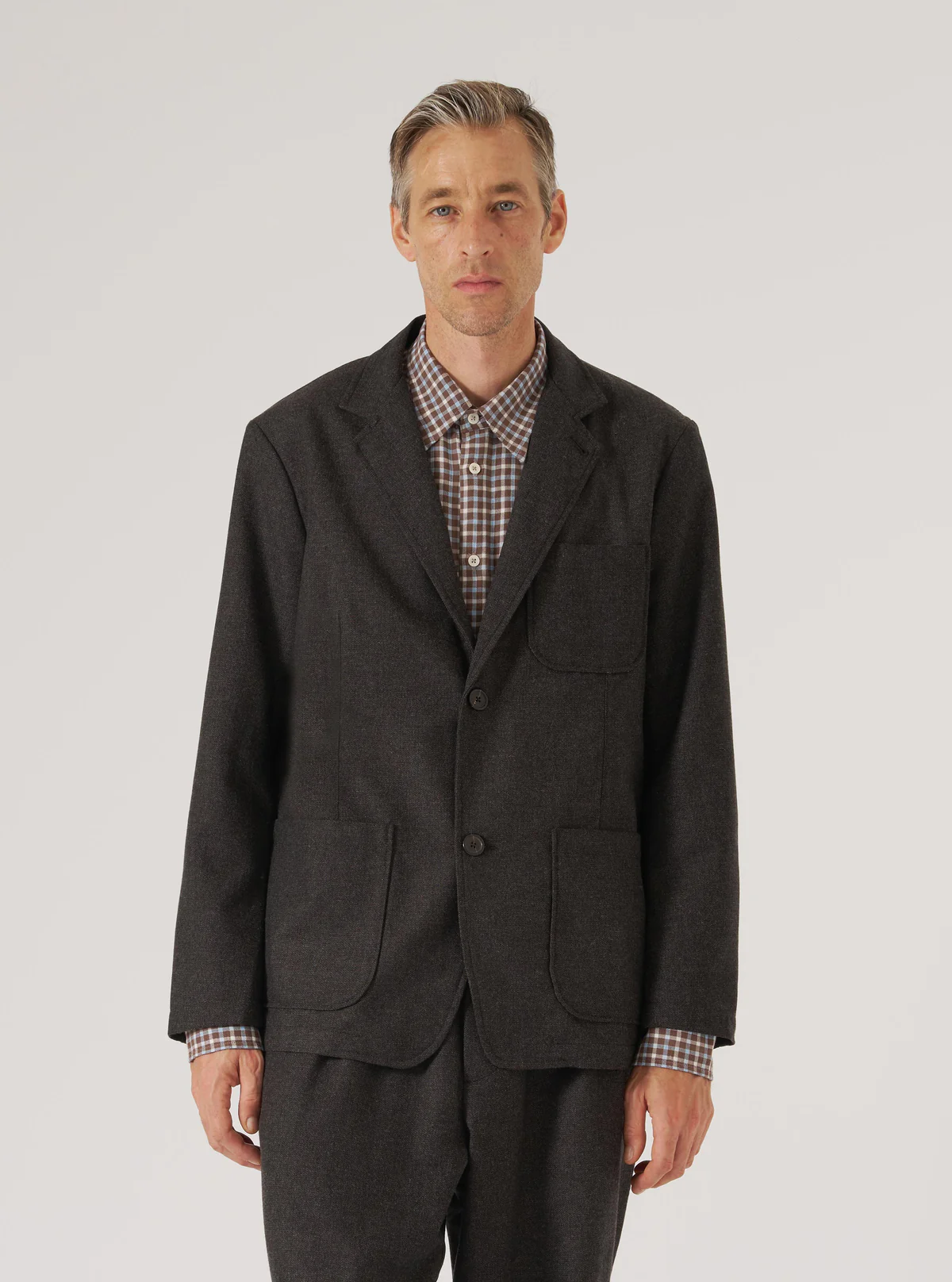 two button jacket brown-1