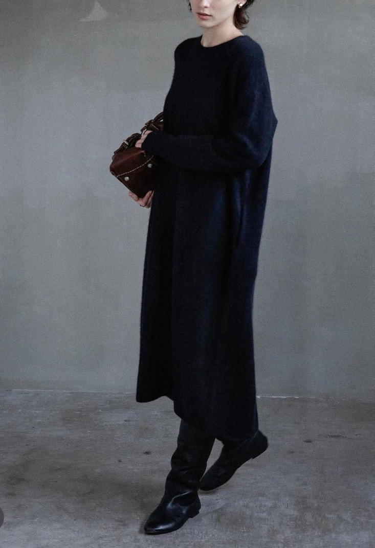 knit dress raccoon navy-3