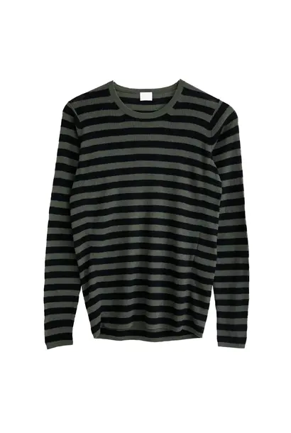 light wool rib stripe khaki/navy