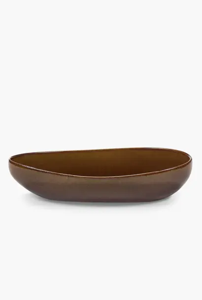 oval serving bowl ocher out of lines