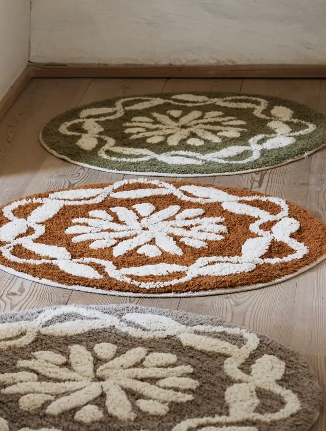 round bath mat mustard-1