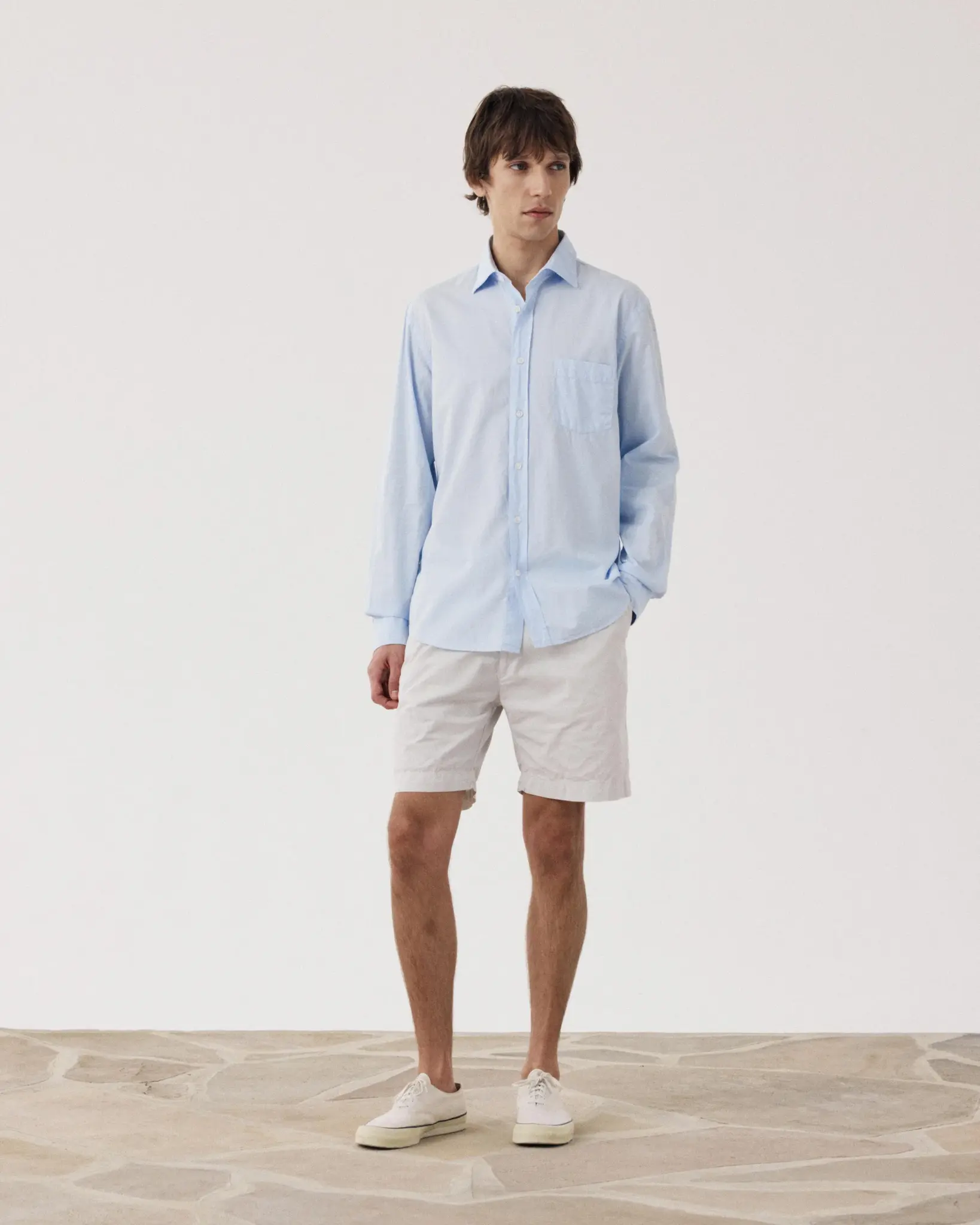 paul pat coton shirt sky-3