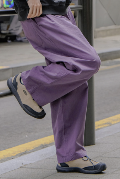 two tuck wide pants purple one size