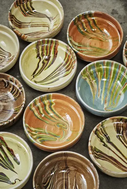 hand painted bowl taupe