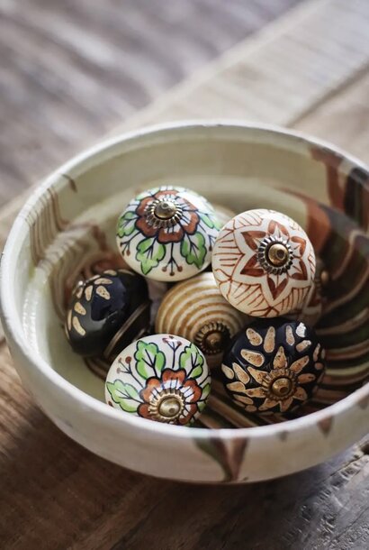 hand painted bowl off white