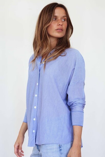 do polo stripe ciel/white