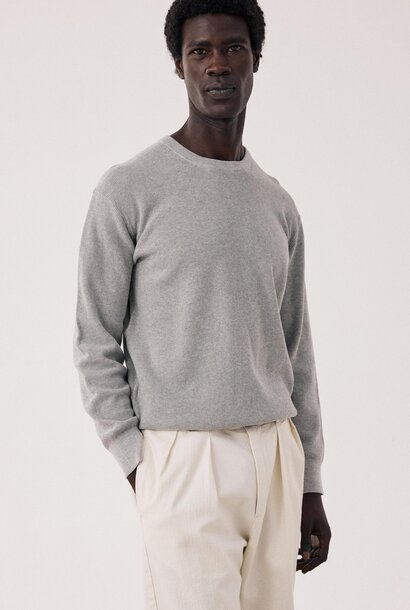 crew knit pique light heather grey