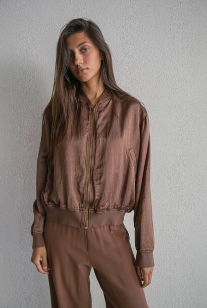 satin bomber chocolate