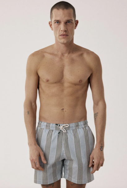 swim short seersucker stripe blue/grey