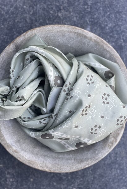 foulard silk vert/taupe