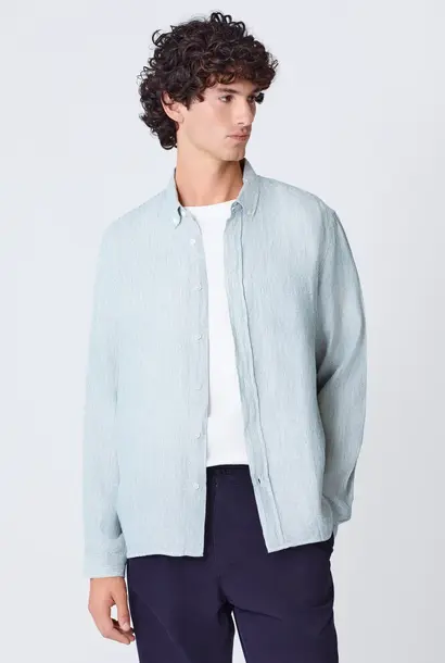 branco linen green stripes