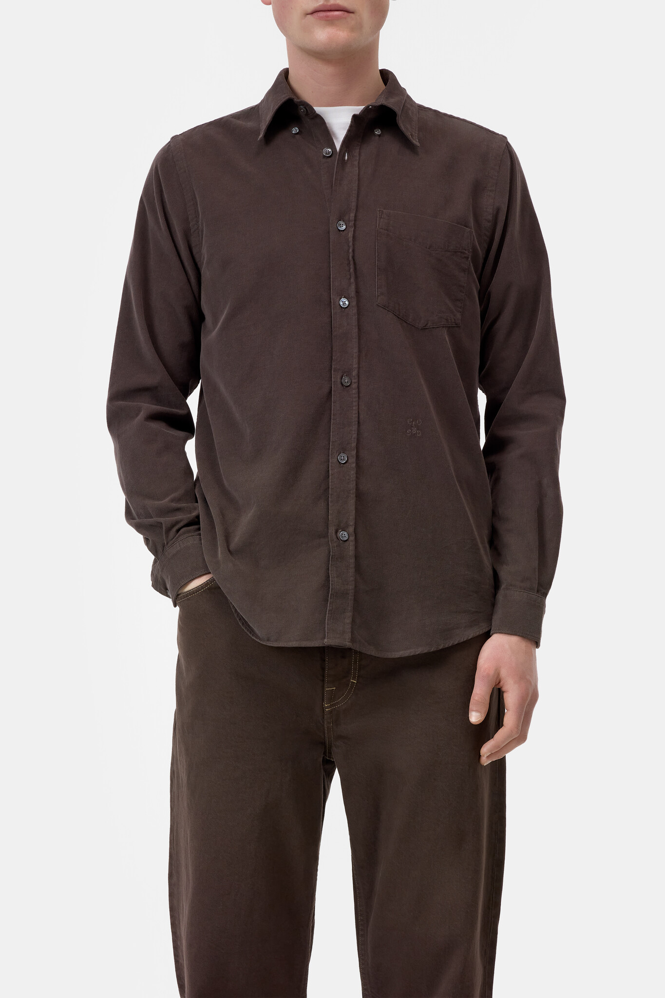 button down shirt rib espresso brown-3
