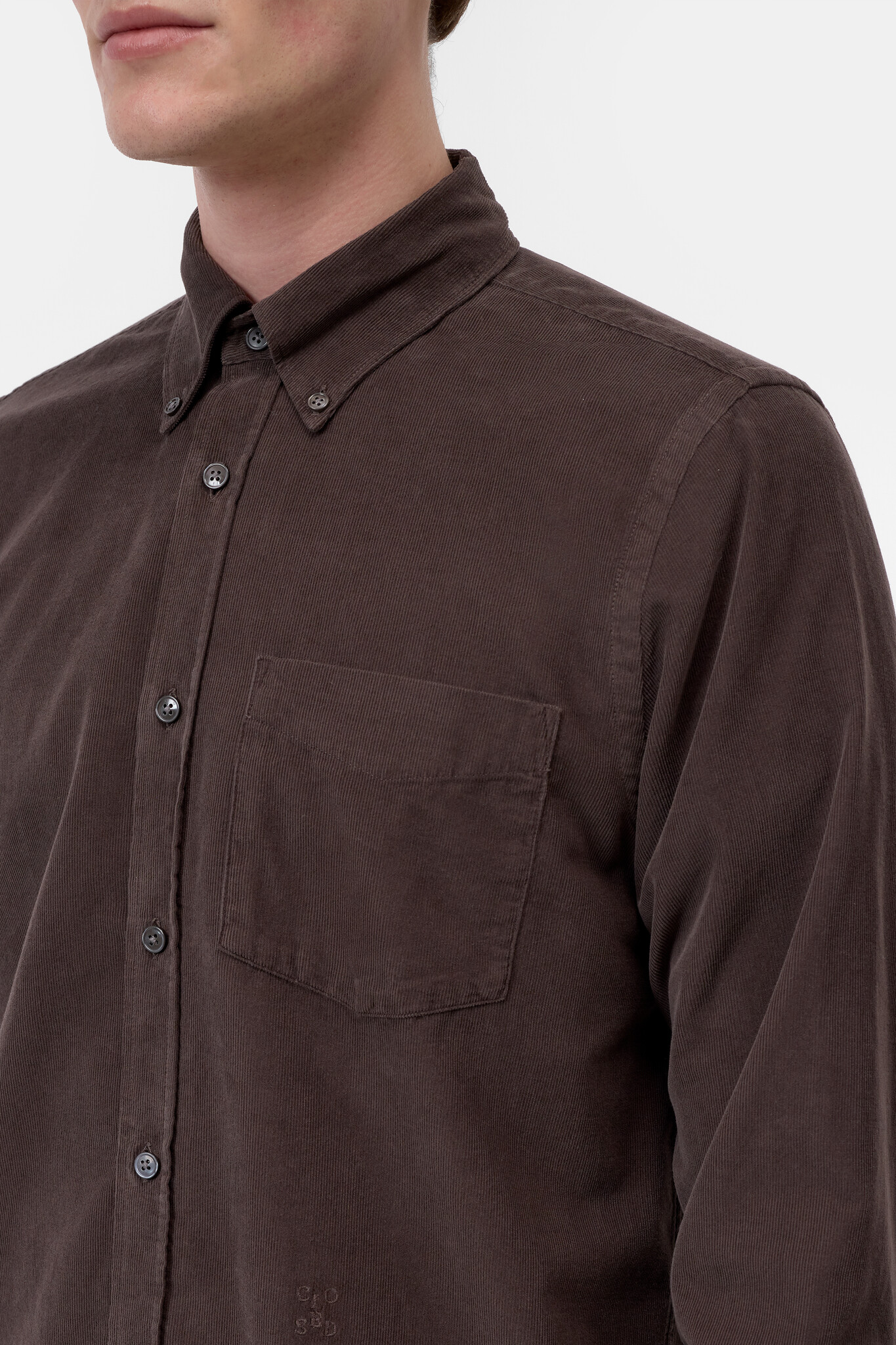 button down shirt rib espresso brown-5