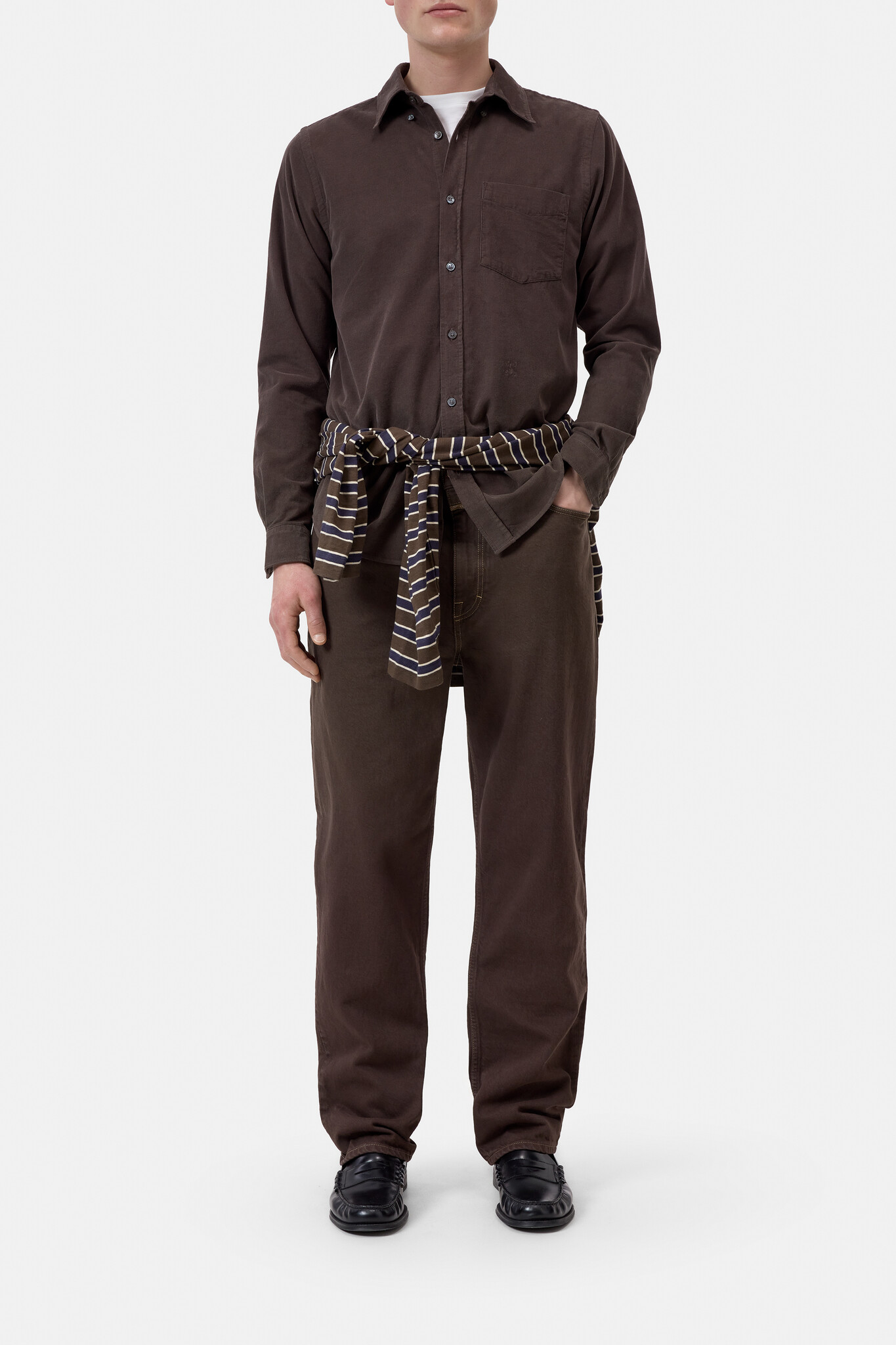 button down shirt rib espresso brown-7