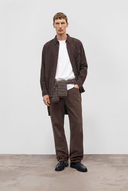 button down shirt rib espresso brown