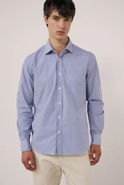 paul coton shirt blue stripe