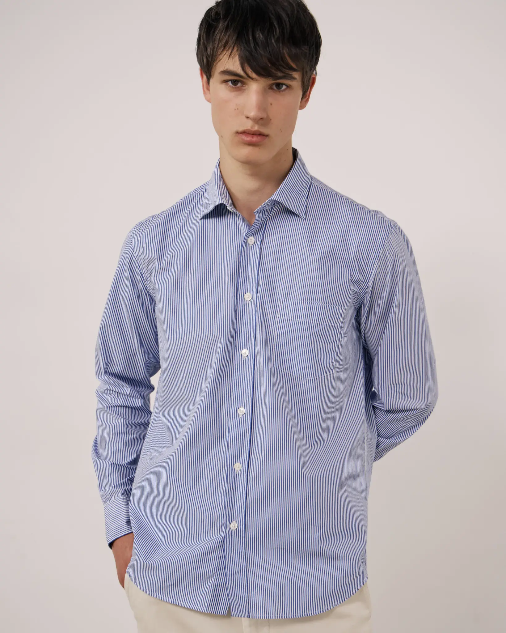 paul coton shirt blue stripe-2