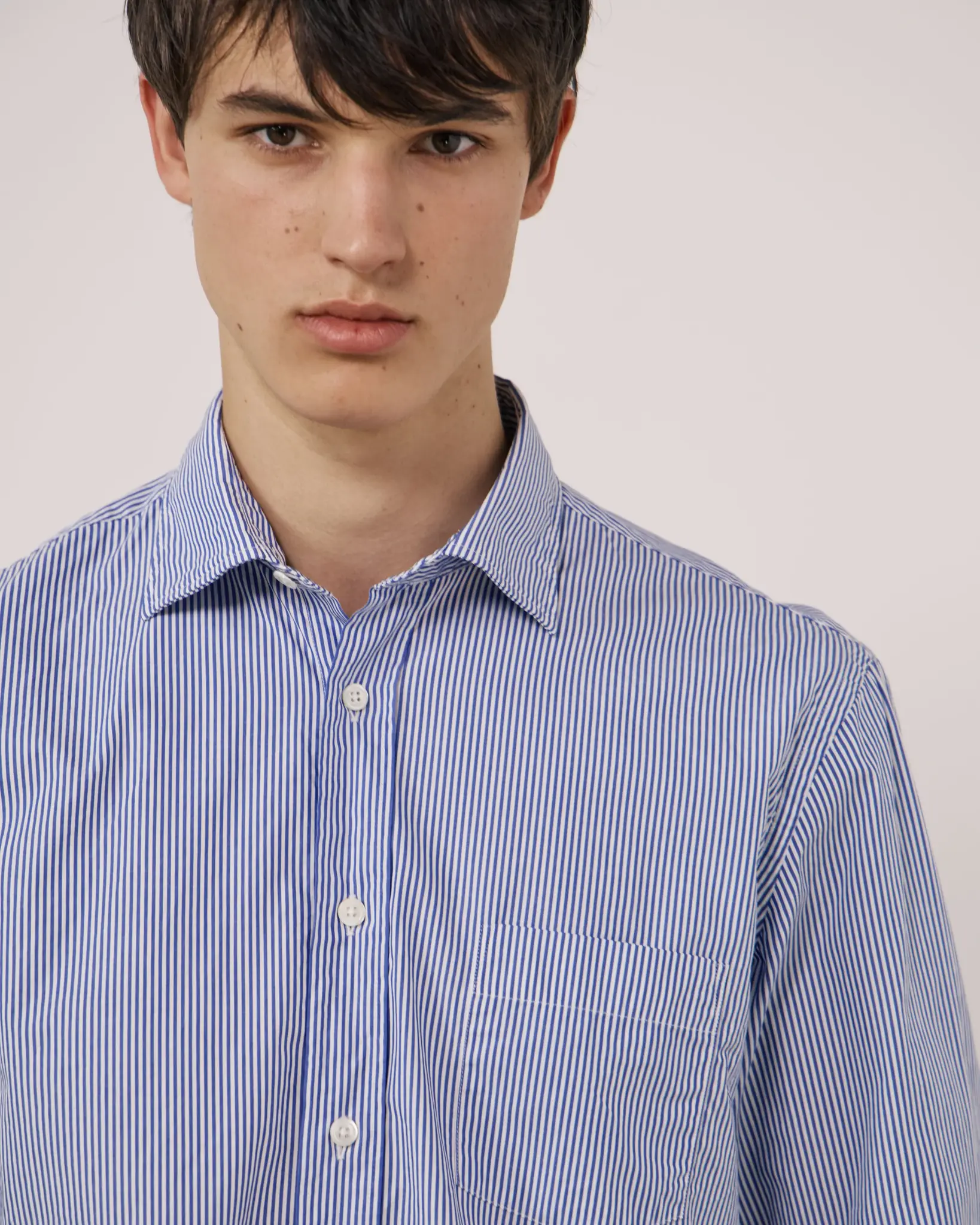 paul coton shirt blue stripe-4