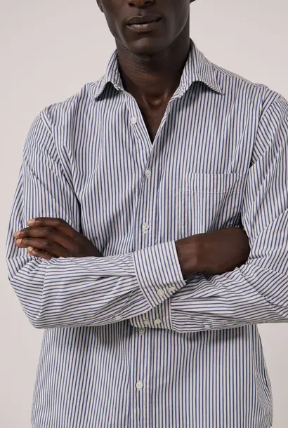 paul coton shirt stripe navy/beige