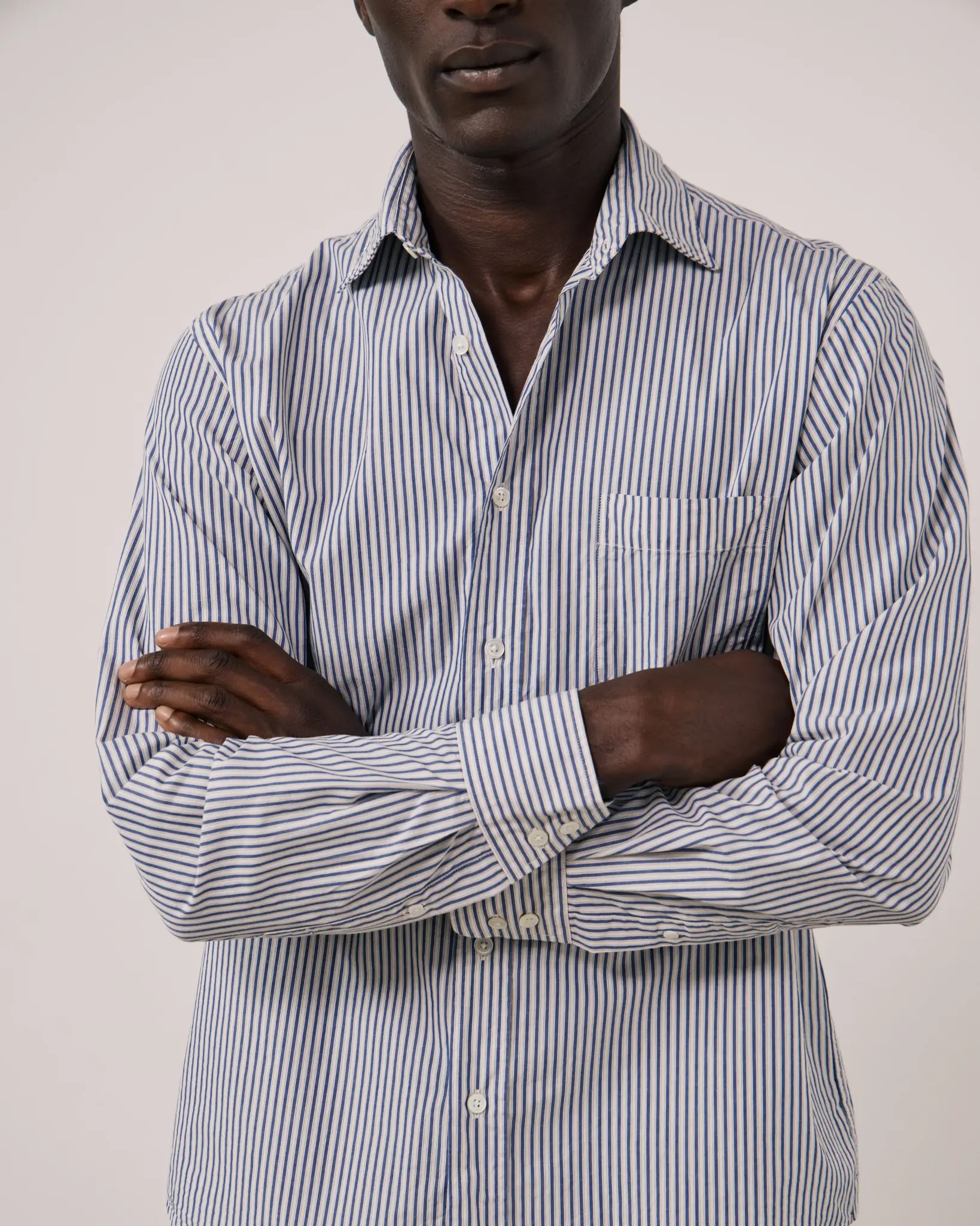 paul coton shirt stripe navy/beige-1