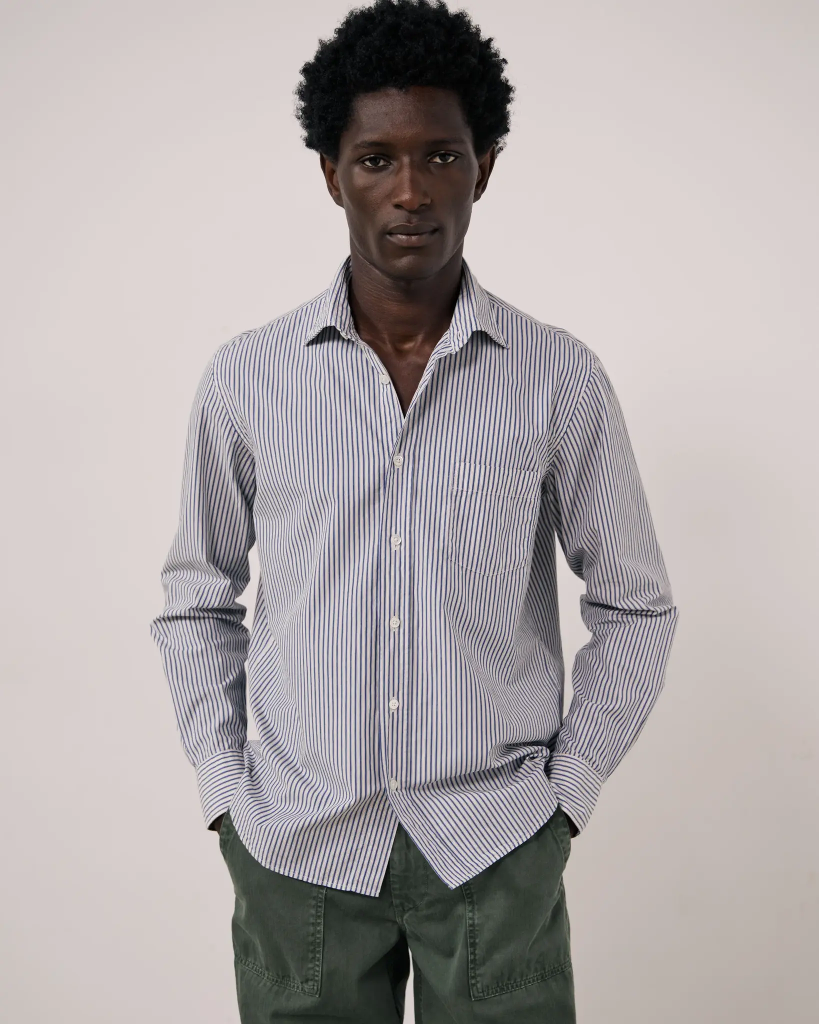 paul coton shirt stripe navy/beige-4