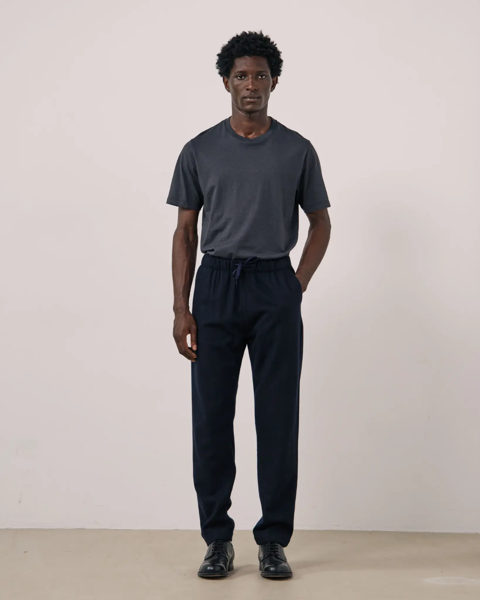 joggy wool pants navy-2