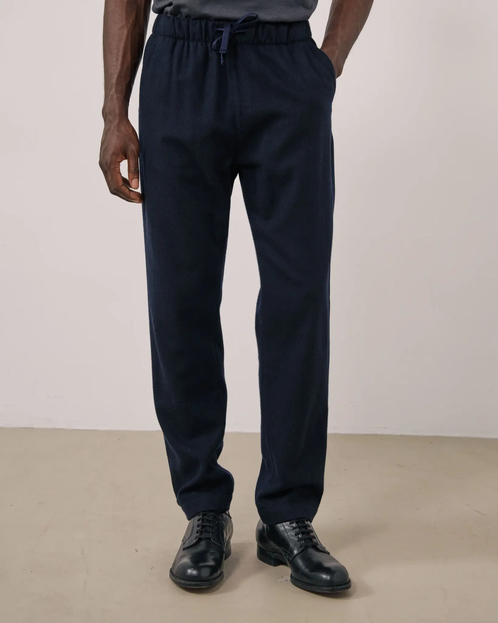 joggy wool pants navy-1