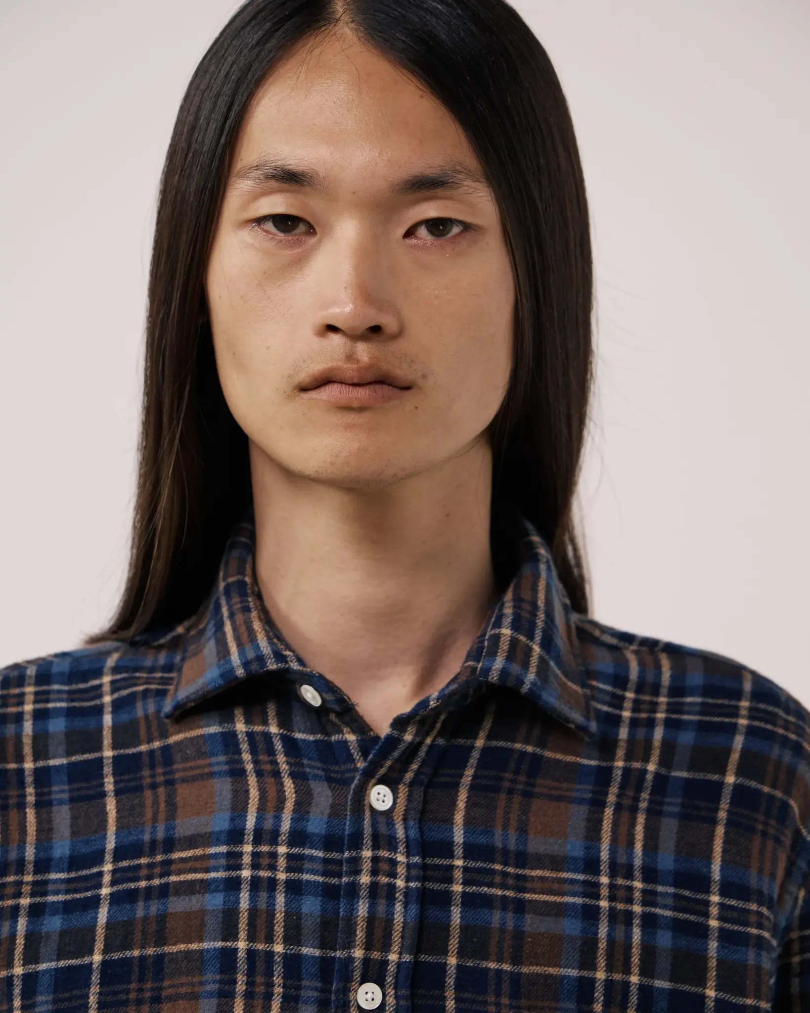 paul flanel shirt brown/blue-4