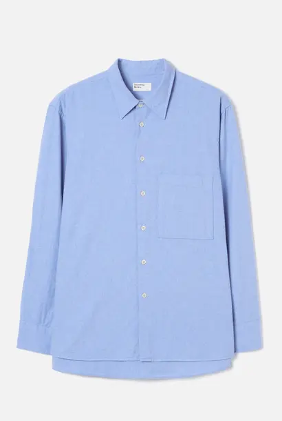 square pocket shirt blue